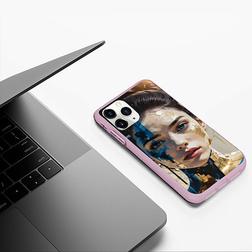 Чехол iPhone 11 Pro матовый Art портрет / 3D-Розовый – фото 3