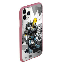 Чехол iPhone 11 Pro матовый Homer Simpson cool cyborg - ai art fantasy, цвет: 3D-малиновый — фото 2