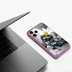 Чехол iPhone 11 Pro матовый Homer Simpson cool cyborg - ai art fantasy, цвет: 3D-фиолетовый — фото 2