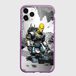 Чехол iPhone 11 Pro матовый Homer Simpson cool cyborg - ai art fantasy, цвет: 3D-фиолетовый