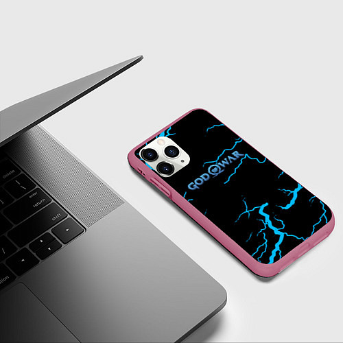 Чехол iPhone 11 Pro матовый God of War storm / 3D-Малиновый – фото 3
