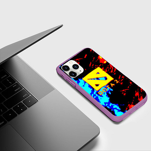 Чехол iPhone 11 Pro матовый Dota 2 огненный стиль / 3D-Фиолетовый – фото 3