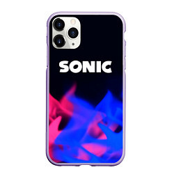 Чехол iPhone 11 Pro матовый Sonic neon flame, цвет: 3D-светло-сиреневый