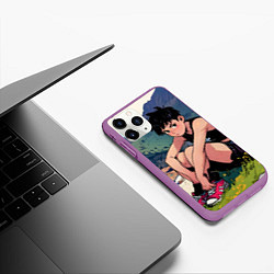 Чехол iPhone 11 Pro матовый A girl anime, цвет: 3D-фиолетовый — фото 2