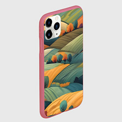Чехол iPhone 11 Pro матовый Луга поля, цвет: 3D-малиновый — фото 2