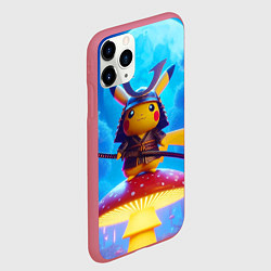 Чехол iPhone 11 Pro матовый Пмкачу самурай на мухоморе - нейроарт фантазия, цвет: 3D-малиновый — фото 2