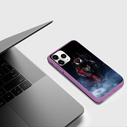 Чехол iPhone 11 Pro матовый Веном и Человек-паук, цвет: 3D-фиолетовый — фото 2
