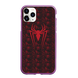 Чехол iPhone 11 Pro матовый Spider-Man logo, цвет: 3D-фиолетовый