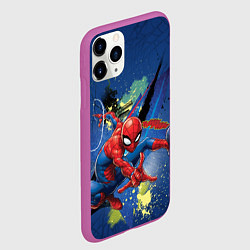 Чехол iPhone 11 Pro матовый Spider-man with a spider web, цвет: 3D-фиолетовый — фото 2