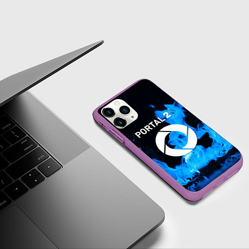 Чехол iPhone 11 Pro матовый Portal 2 blue flame / 3D-Фиолетовый – фото 3