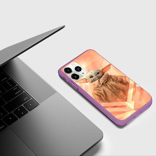 Чехол iPhone 11 Pro матовый Малыш Грогу / 3D-Фиолетовый – фото 3