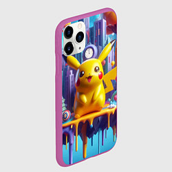 Чехол iPhone 11 Pro матовый Пикачу на сказочной планете - нейроарт, цвет: 3D-фиолетовый — фото 2