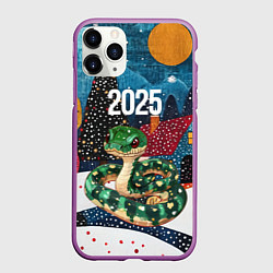 Чехол iPhone 11 Pro матовый Зеленая новогодняя змея с пятнами, цвет: 3D-фиолетовый