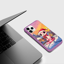 Чехол iPhone 11 Pro матовый Розовая новогодняя змейка 2025, цвет: 3D-фиолетовый — фото 2