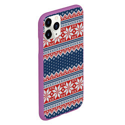 Чехол iPhone 11 Pro матовый Knitted Pattern, цвет: 3D-фиолетовый — фото 2