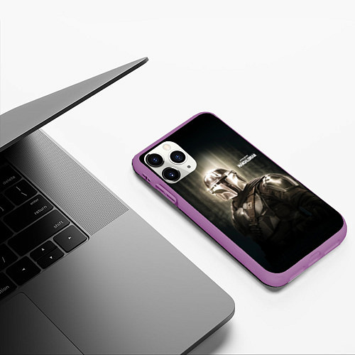 Чехол iPhone 11 Pro матовый Din Djarin - The Mandalorian / 3D-Фиолетовый – фото 3