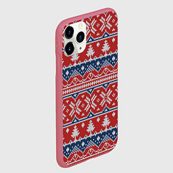 Чехол iPhone 11 Pro матовый New year pattern, цвет: 3D-малиновый — фото 2