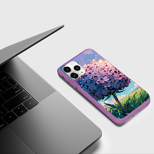 Чехол iPhone 11 Pro матовый Аниме цветок / 3D-Фиолетовый – фото 3