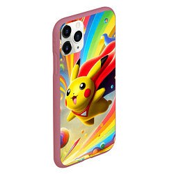 Чехол iPhone 11 Pro матовый Super Pikachu - ai art fantasy, цвет: 3D-малиновый — фото 2