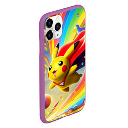 Чехол iPhone 11 Pro матовый Super Pikachu - ai art fantasy, цвет: 3D-фиолетовый — фото 2