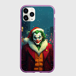Чехол iPhone 11 Pro матовый Джокер в новогоднем костюме, цвет: 3D-фиолетовый