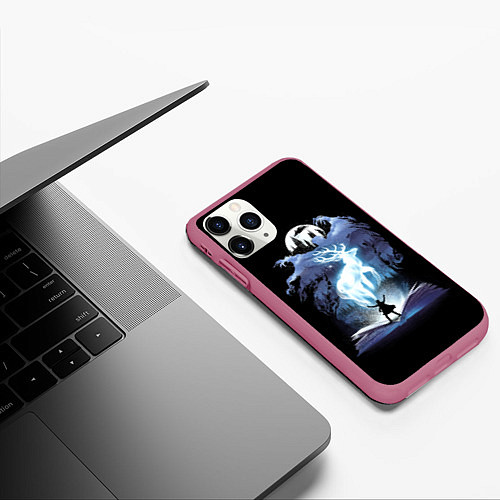 Чехол iPhone 11 Pro матовый Harry Potter patronus and dementors / 3D-Малиновый – фото 3