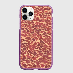 Чехол iPhone 11 Pro матовый Тёмно красные плитки на бежевом фоне, цвет: 3D-фиолетовый