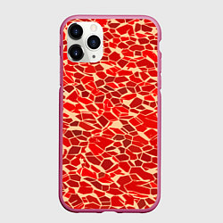 Чехол iPhone 11 Pro матовый Красные плитки на кремовом фоне, цвет: 3D-малиновый