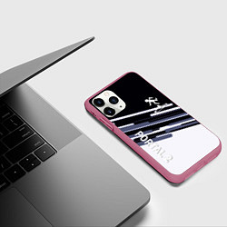 Чехол iPhone 11 Pro матовый Portal line geometry, цвет: 3D-малиновый — фото 2