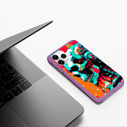 Чехол iPhone 11 Pro матовый Cyber skull sketch - ai art fantasy, цвет: 3D-фиолетовый — фото 2