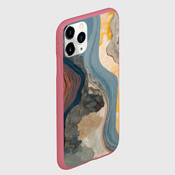 Чехол iPhone 11 Pro матовый Флюид арт, цвет: 3D-малиновый — фото 2