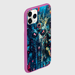 Чехол iPhone 11 Pro матовый Таинственная кибер физиономия - паттерн, цвет: 3D-фиолетовый — фото 2