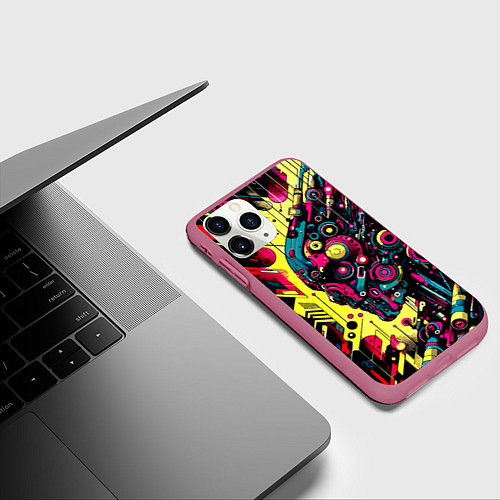 Чехол iPhone 11 Pro матовый Cyber profile - ai art fantasy / 3D-Малиновый – фото 3
