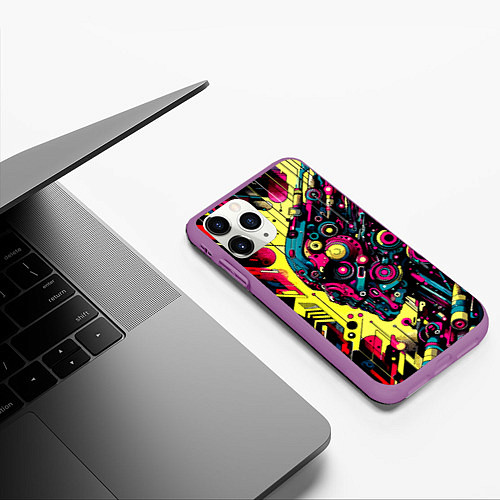 Чехол iPhone 11 Pro матовый Cyber profile - ai art fantasy / 3D-Фиолетовый – фото 3