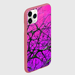 Чехол iPhone 11 Pro матовый Чёрные волокна и фиолетовый градиент абстракция, цвет: 3D-малиновый — фото 2