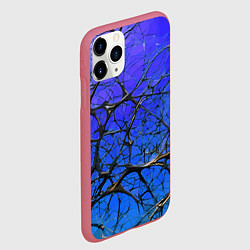 Чехол iPhone 11 Pro матовый Чёрные волокна и синий фон абстракция, цвет: 3D-малиновый — фото 2