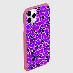 Чехол iPhone 11 Pro матовый Абстрактные плитки фиолетовые и чёрные, цвет: 3D-малиновый — фото 2