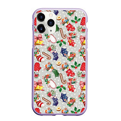 Чехол iPhone 11 Pro матовый Christmas Pattern, цвет: 3D-светло-сиреневый