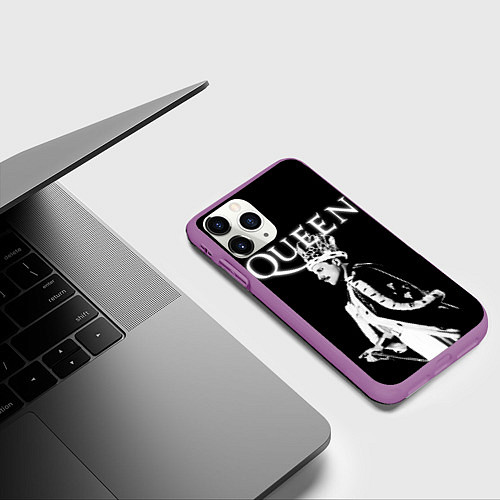 Чехол iPhone 11 Pro матовый Queen Freddie Mercury король / 3D-Фиолетовый – фото 3