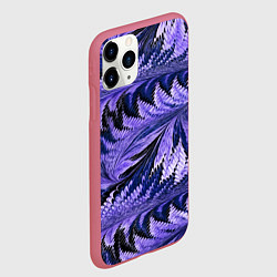 Чехол iPhone 11 Pro матовый Абстрактные перья - жидкость, цвет: 3D-малиновый — фото 2
