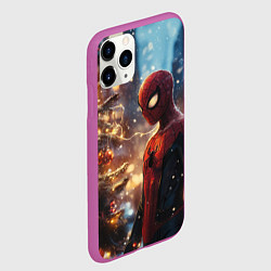 Чехол iPhone 11 Pro матовый Spider-man new year, цвет: 3D-фиолетовый — фото 2