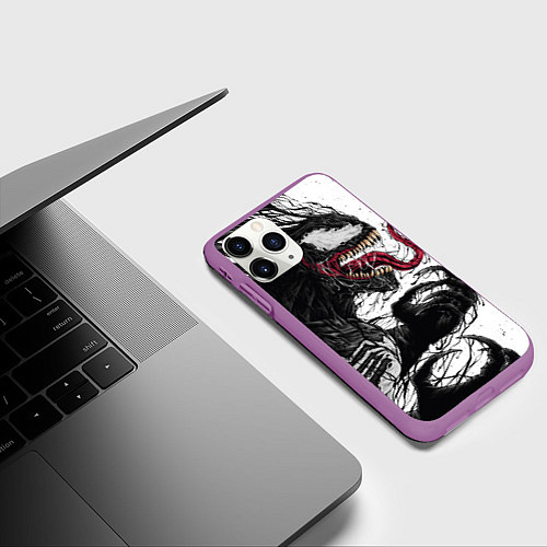 Чехол iPhone 11 Pro матовый Venom - Symbiot / 3D-Фиолетовый – фото 3