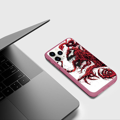Чехол iPhone 11 Pro матовый Carnage - Symbiot / 3D-Малиновый – фото 3