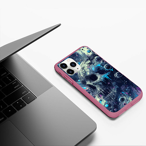 Чехол iPhone 11 Pro матовый Vanguard compozition with skull - ai art fantasy / 3D-Малиновый – фото 3