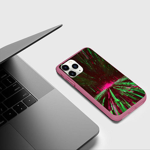 Чехол iPhone 11 Pro матовый Абстрактный путь в розовый портал / 3D-Малиновый – фото 3