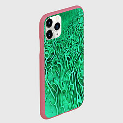 Чехол iPhone 11 Pro матовый Зелёный симбионт абстракция, цвет: 3D-малиновый — фото 2