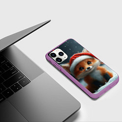 Чехол iPhone 11 Pro матовый Лисенок новогодний, цвет: 3D-фиолетовый — фото 2