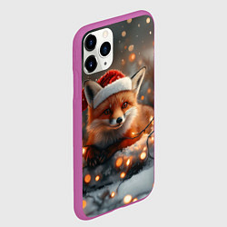 Чехол iPhone 11 Pro матовый Новогодняя лисица с огоньками, цвет: 3D-фиолетовый — фото 2