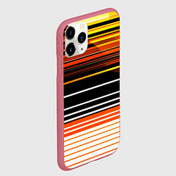Чехол iPhone 11 Pro матовый Разноцветные вертикальные линии, цвет: 3D-малиновый — фото 2