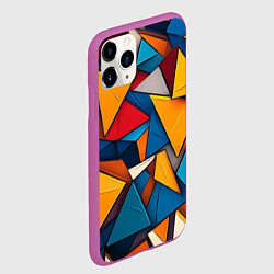 Чехол iPhone 11 Pro матовый Разноцветные треугольники, цвет: 3D-фиолетовый — фото 2